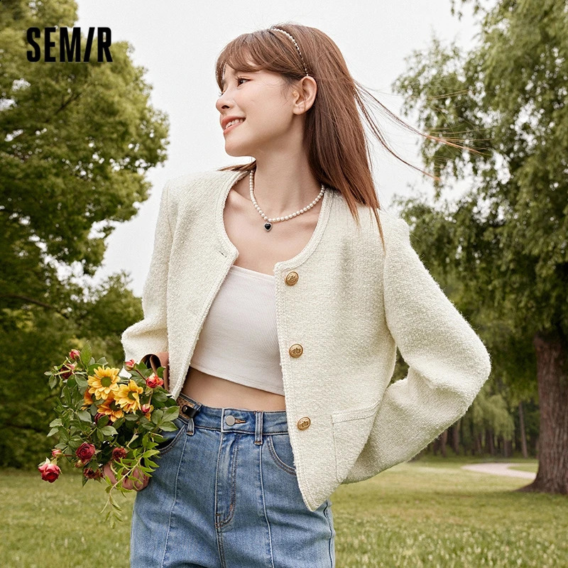 Semir Women Jacket Autumn Slim-fit Tweed Jacket Fragrant Style for Women 240812