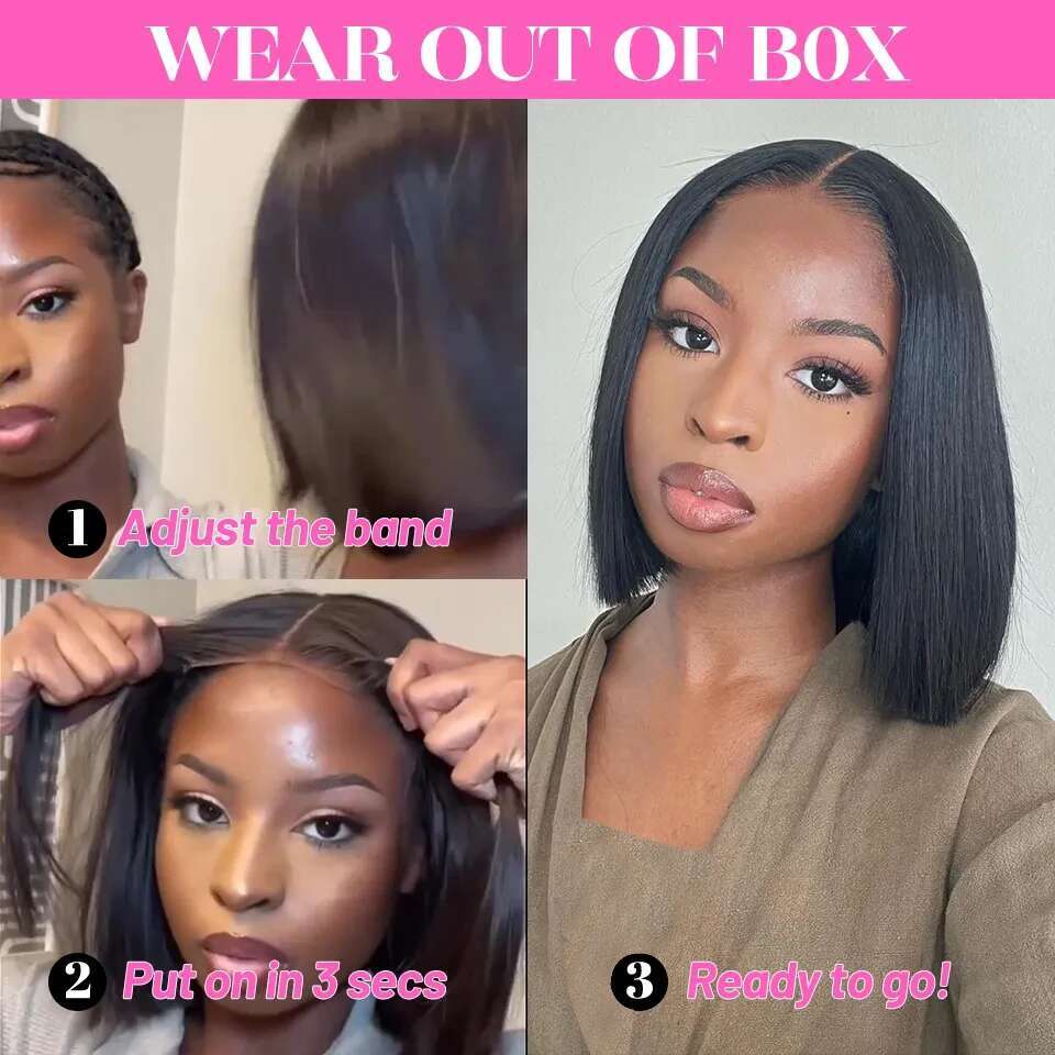 Straight Front Human Hair Wigs Wear Go Glueless Short Bob 6X4 HD Transparent Lace Closure Wig Sale