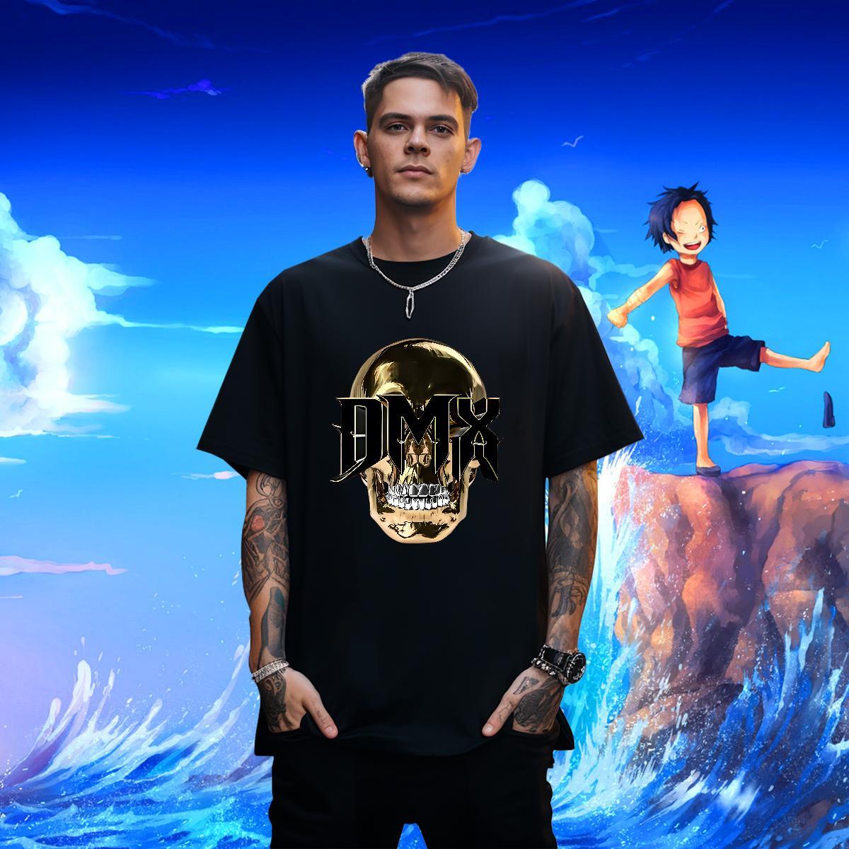 Casual New T shirt skull Tshirts 230g 100% Cotton Street wear Hip Hop Cool Design White Plus Size Crew Neck Breathable Tshirt for Man Woman
