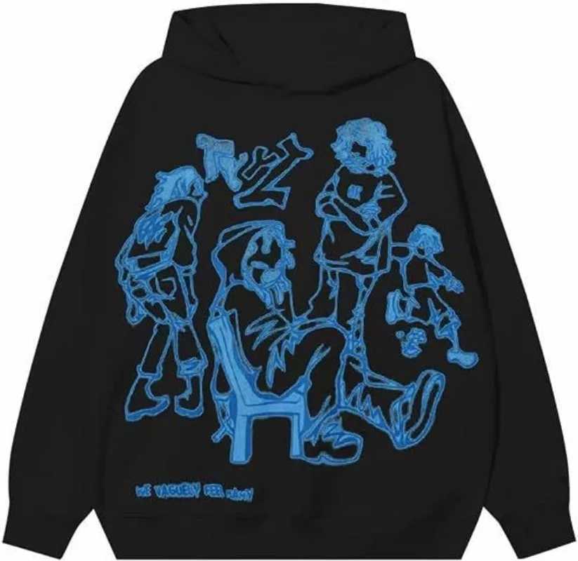 Y2K womens hoodie trend printed oversized sportswear unisex loose O-neck hoodie comfortable mens zipper X241207