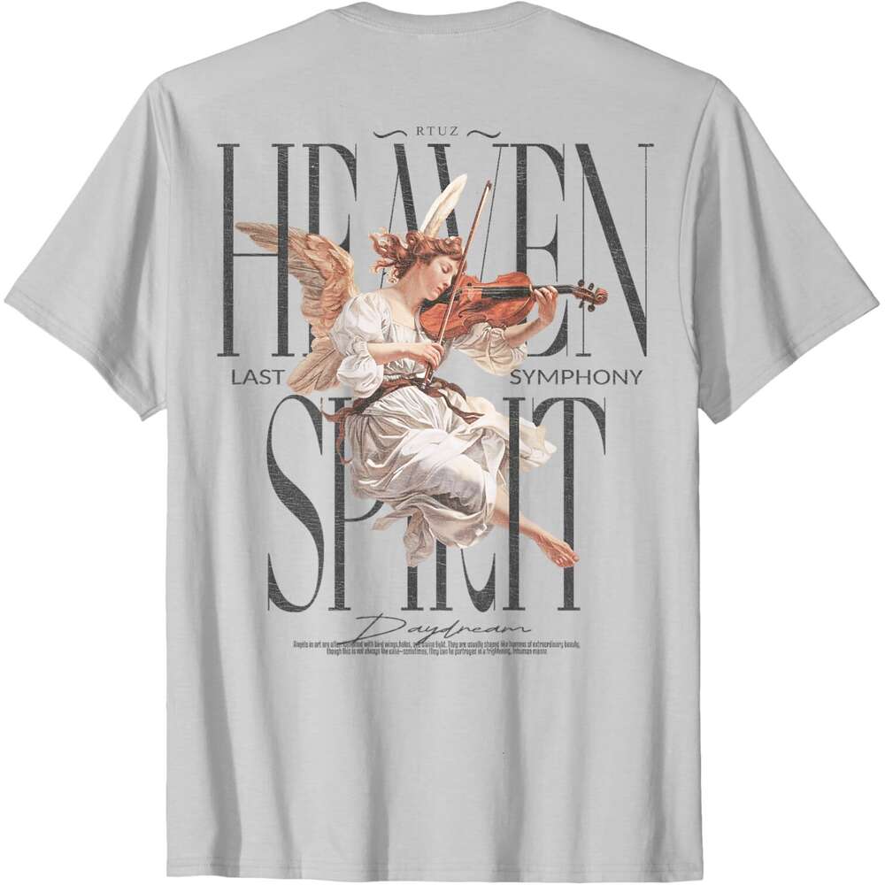 T shirt for Mens Angel Guardian backprint Angel Wings Holy Angel T-Shirt Shirts Tshirt Graphic Tee Casual Tops Clothes Short sleeve