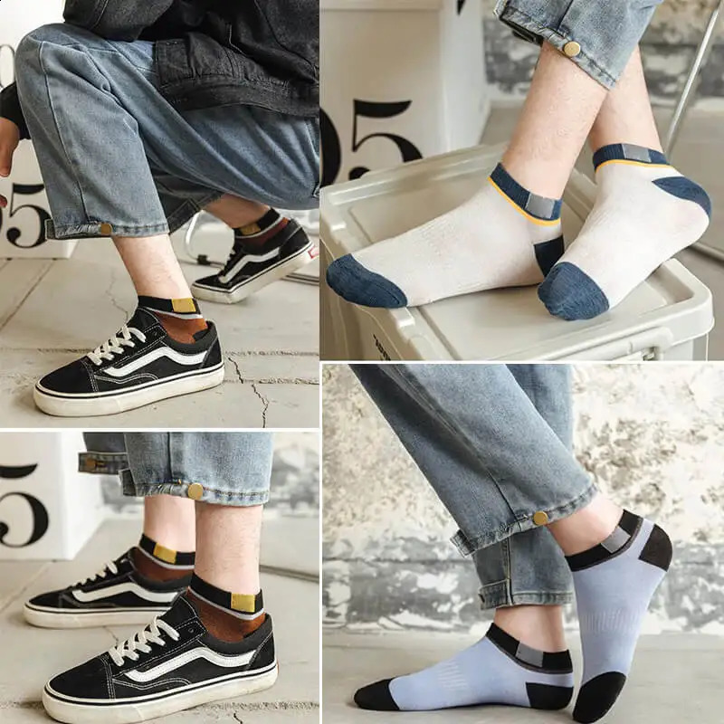 10Pairs Mens Spring Summer Sports Thin Socks Breathable Shallow Low Top Sport Short Trendy Boat Sock for Women Men 240812