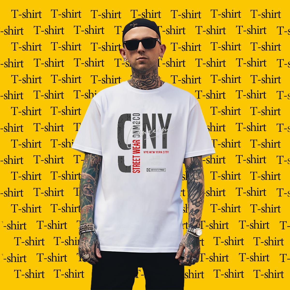 TOP Quality letter T Shirt For Man Street Men Tees 230g Pure Cotton Fashion New O-Neck Short Sleeve Graphic Tops
