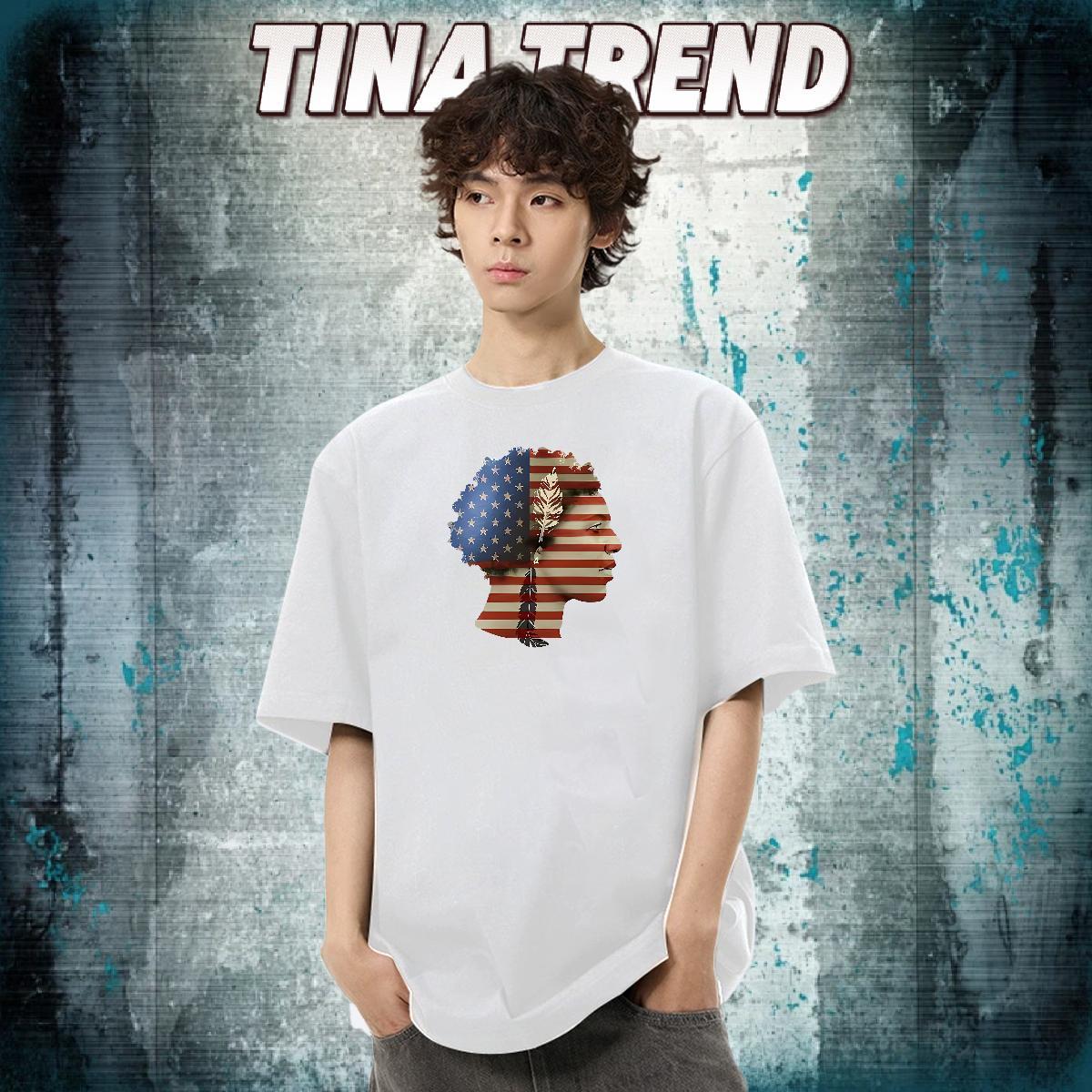 New T Shirt For Man portrait Polos 100% Cotton 230g High Street Hip Hop Wholesale Black Oversized Short Sleeve Soft Men Tshirts