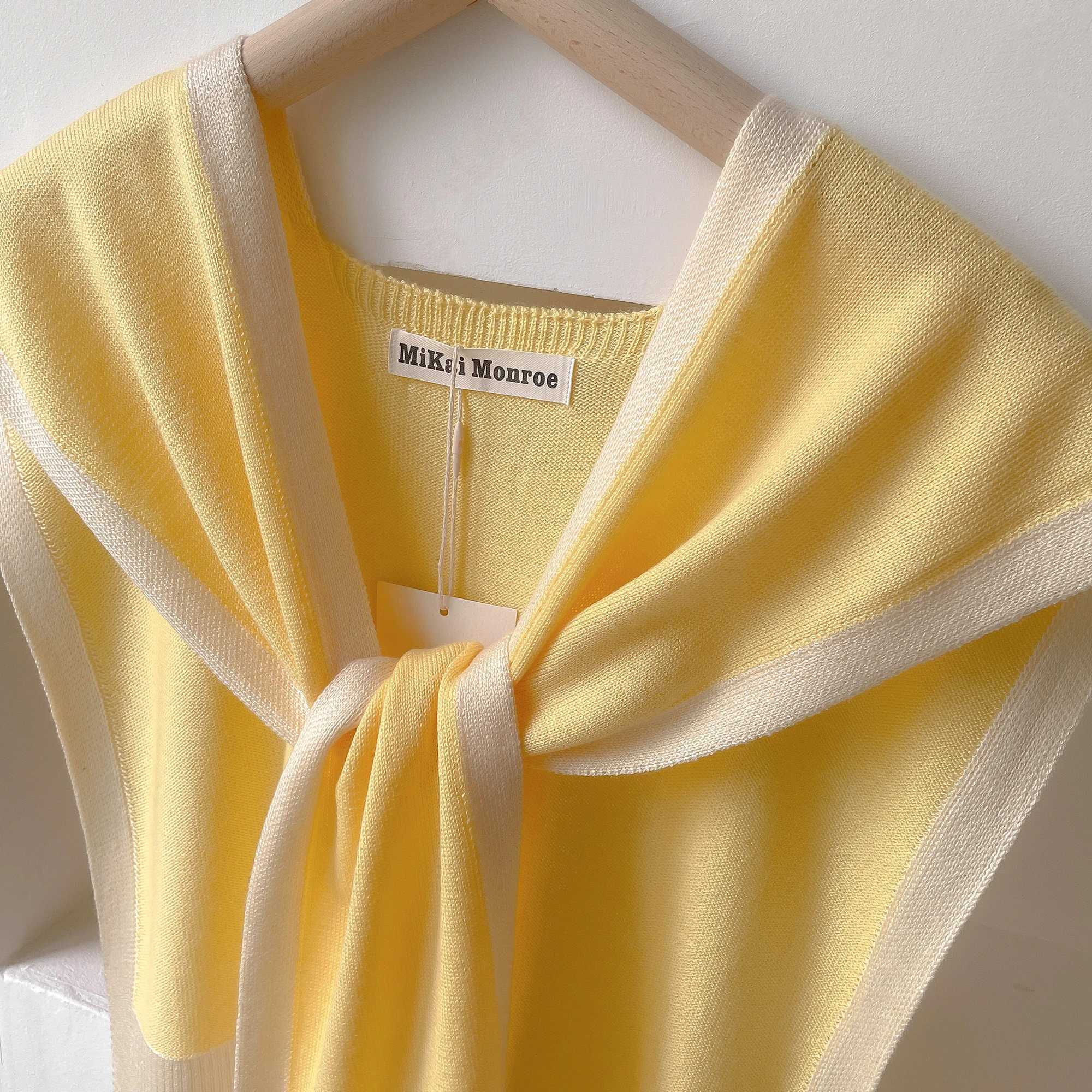 Spring and summer knitted striped shawl with high-end summer office air-conditioned room neck and shoulder shawl W240810