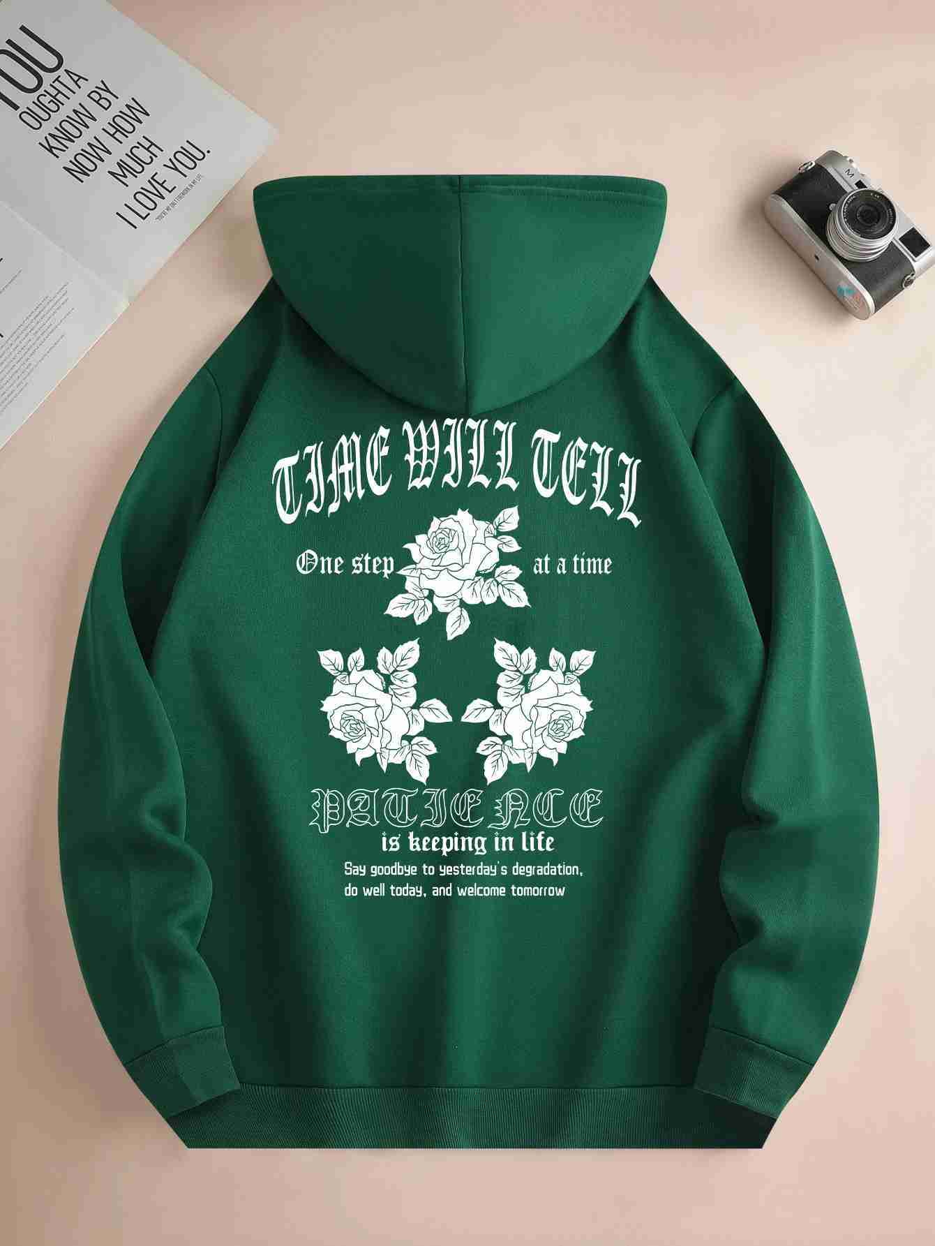 Mens new fashion hoodie casual everyday drawstring hooded sweatshirt flower print front kangaroo pocket mens jacketXJ240812