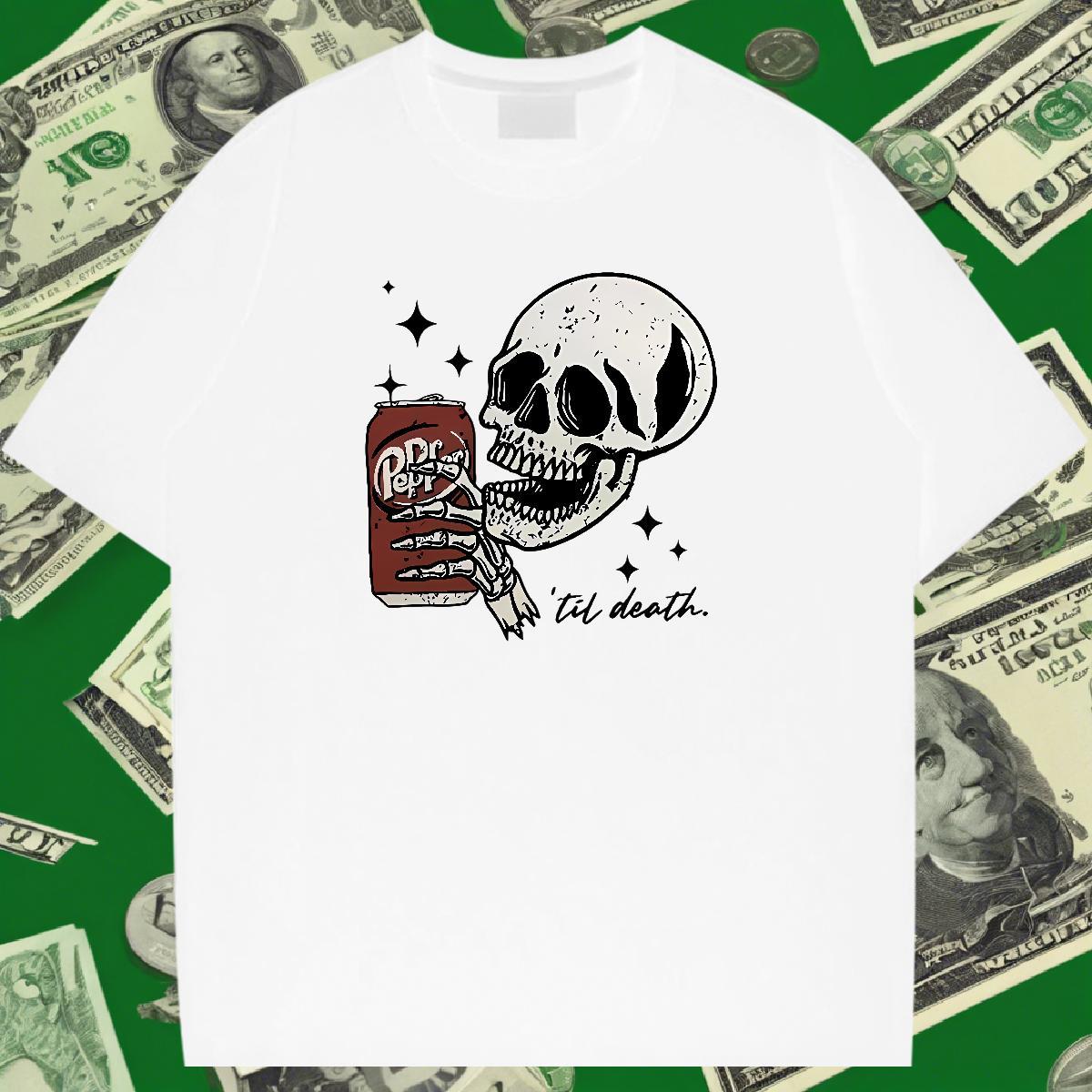 Designer Fashion Men T Shirts skull Top Tees 230g Cotton Casual Daily Wear Brand Oversized 4XL Short Sleeve Soft Mens Tshirts