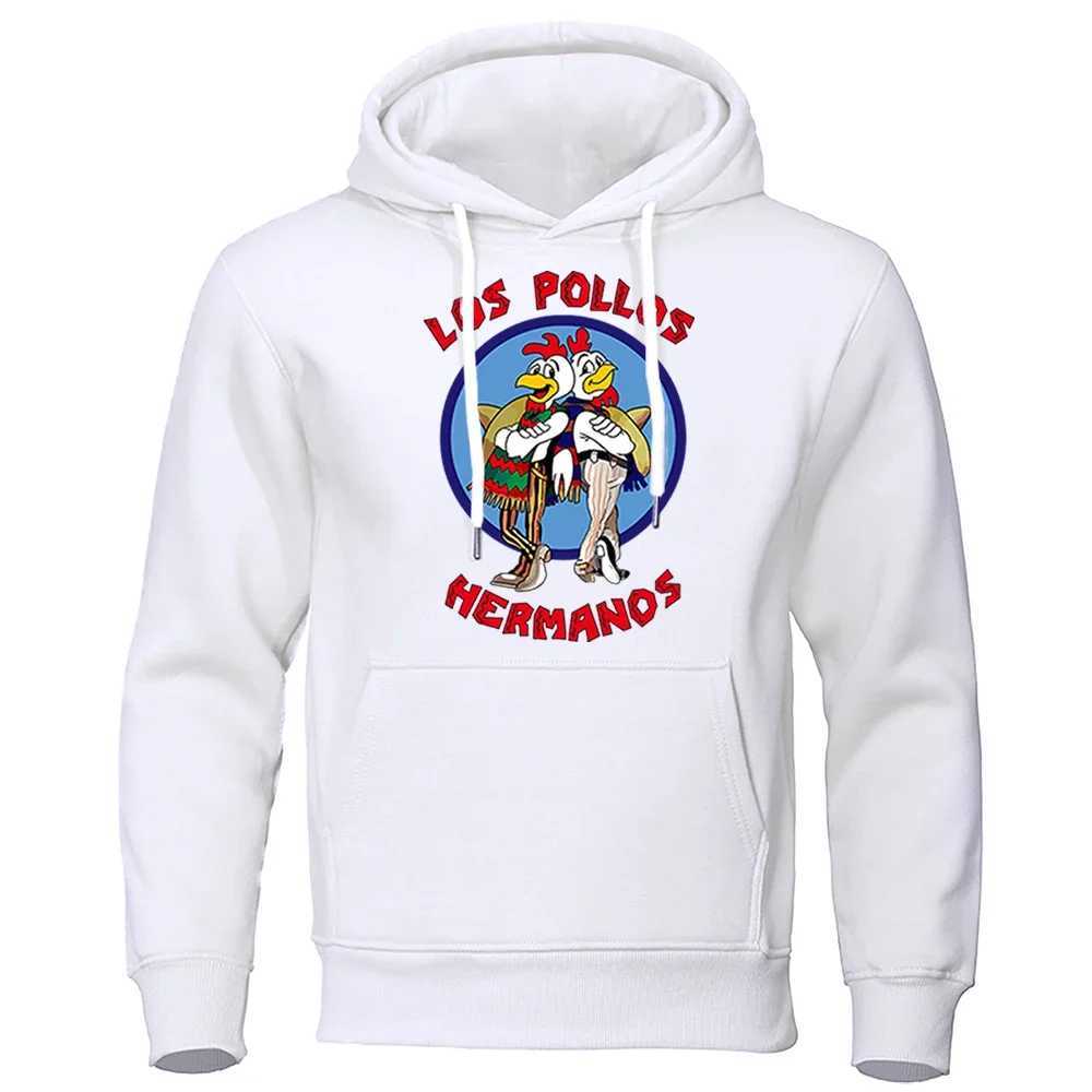 Mens Hoodie Loose Large Letter Printed LOS POLLOS Hermanos Mens Sports Shirt Chicken Brothers Pulling Warm HoodieW240724