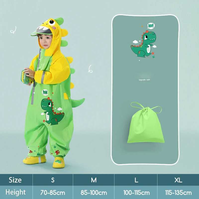 70-135cm Raincoat For Toddler Boys Girls Kids 1 3 6 Years Waterproof Zipper Rain Coat Pant Raingear Kids Playing Suit One Piece Y240810
