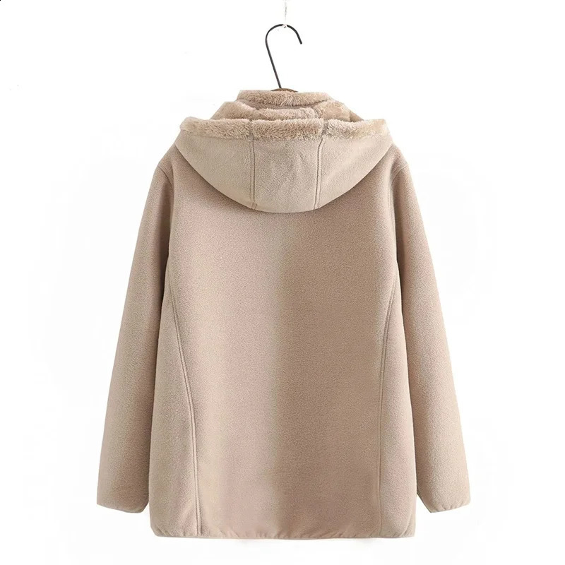 Autumn Winter Polar Fleece Coat Women Thicken Warm Hoodies Sweaters Jackets Middle-age Female Zip-up Outerwear Casual Tops 240812