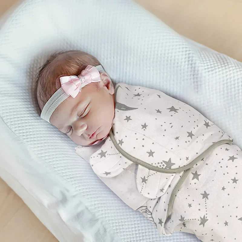 Baby blanket cap set cartoon printed cotton newborn adjustable baby sleeping bag packaging for all seasons 0-6 monthsW240810