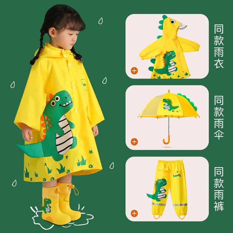 Childrens Rain Shoes Rubber Cartoon Dinosaur Rabbit Cute Boys and Girls Waterproof and Anti Slip High Barrel Rain Boots Y240810