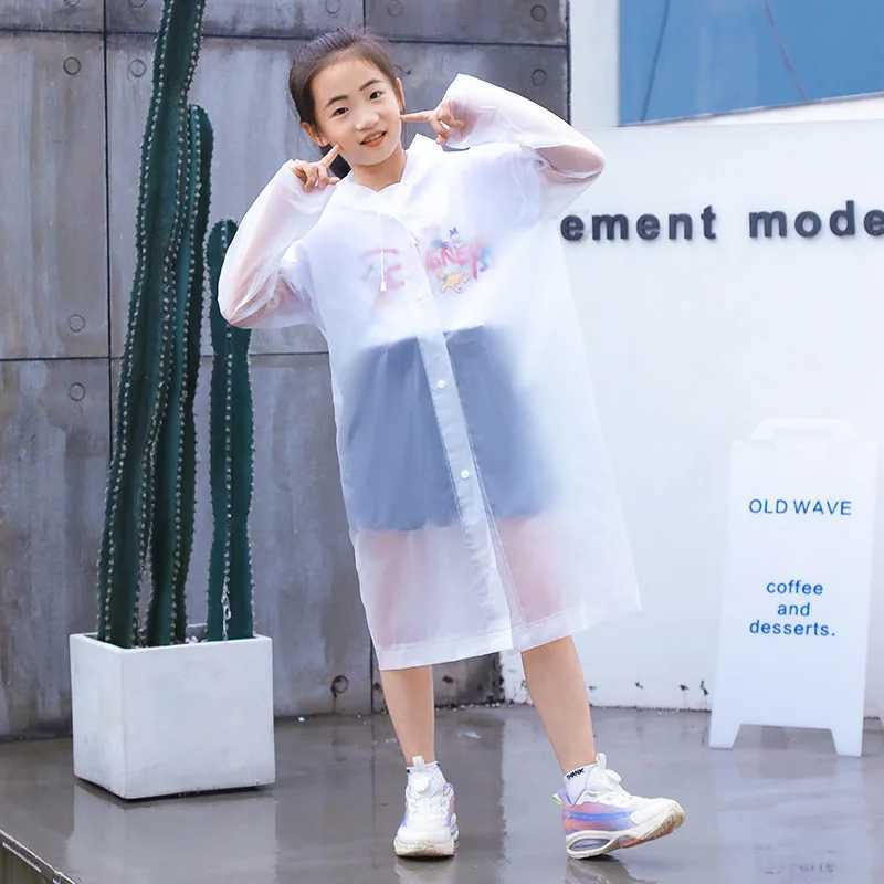 Fashion EVA Children Raincoat Thickened Waterproof Rain Coat Kids Clear Transparent Tour Waterproof Rainwear Suit Y240810