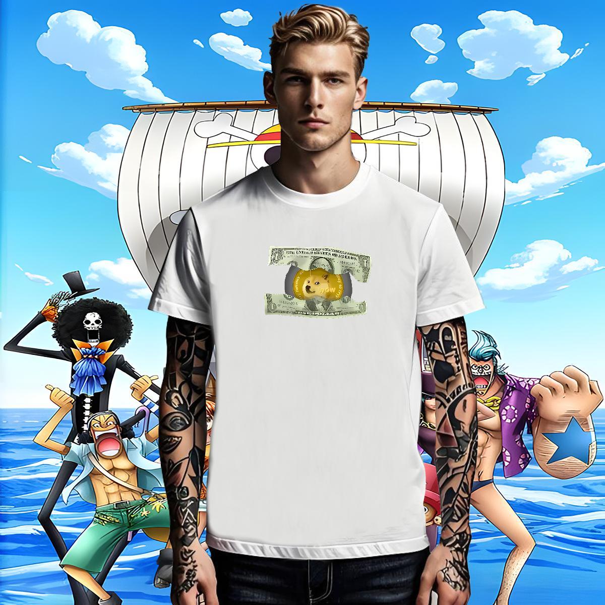 Classic Tshirts Anime Printing Street 230g Pure Cotton Black Oversized Breathable Crew Neck dog T Shirt For Man Wholesale Wear
