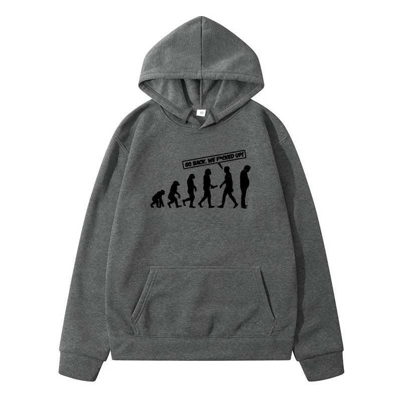 Human Evolutionary Process Printed Hoodies Men Women Harajuku Funny Sweatshirts 100% Cotton Pullover Y2K Streetwear UnisexXJ240812