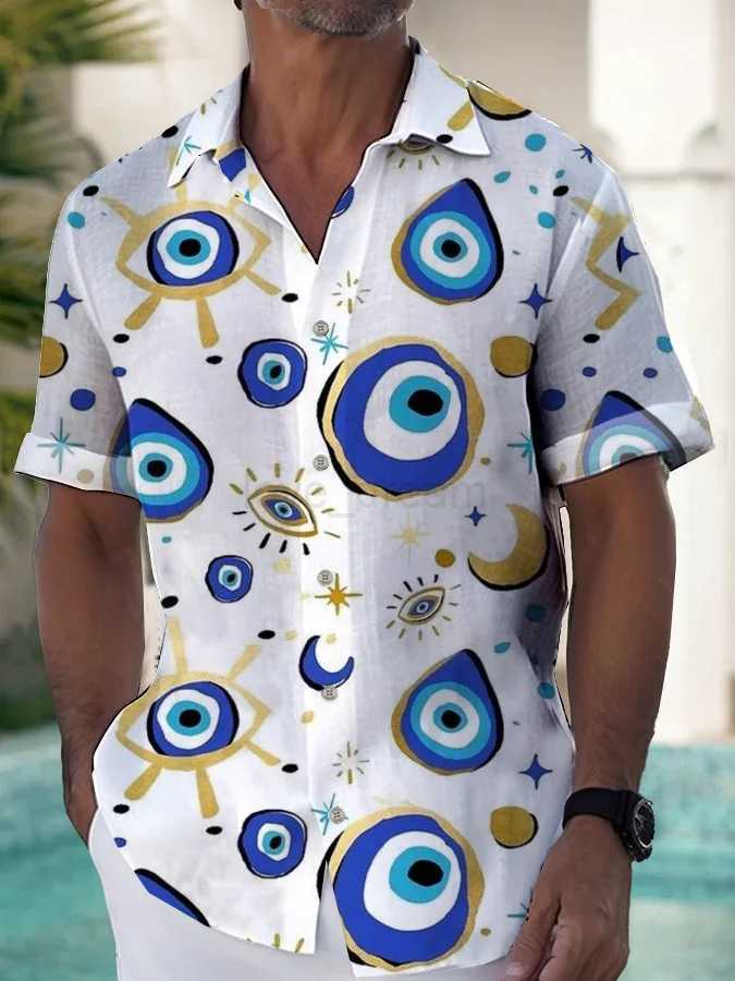 Casual Holiday Style Lapel Men Shirt 3D Print Man/Women Fashion Short Sleeves Shirts Button Streetwear Oversized Unisex ClothingXJ240812