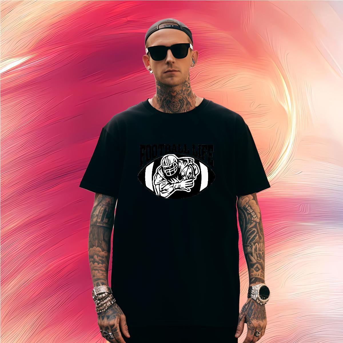 Classic Men Tees rugby 230g Cotton Sports Casual Crew Neck Man T Shirts Plus Size Cartoon 2024 DIY Tops Tees