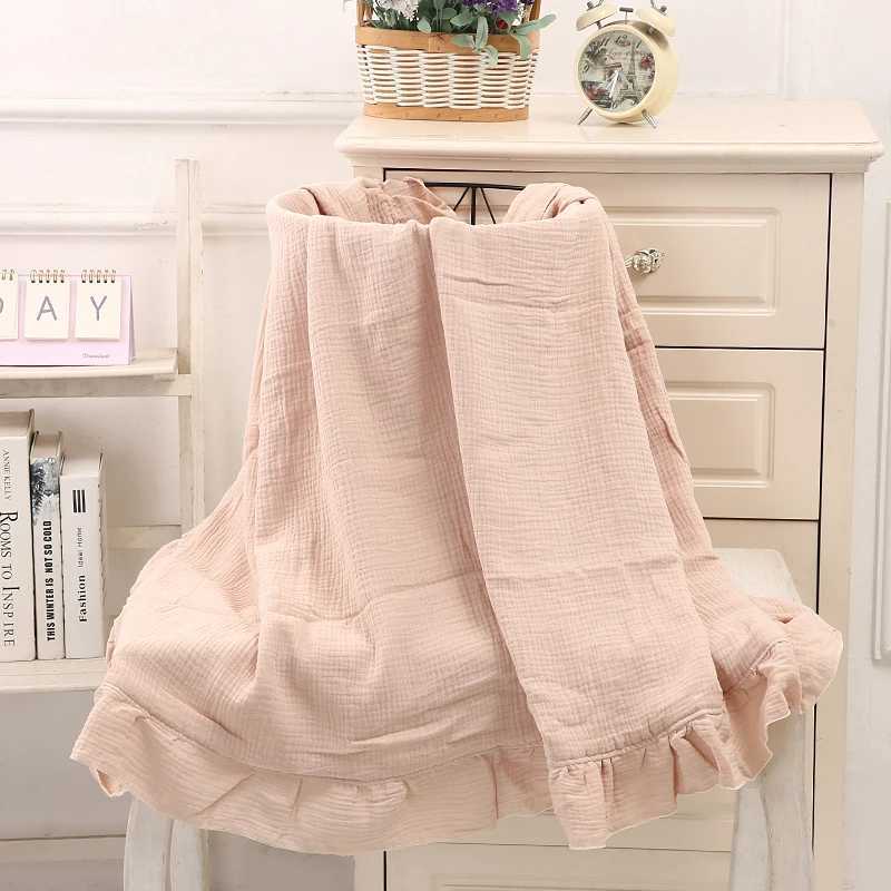 100% organic cotton baby packaging Gauze ruffled baby blanketW240810