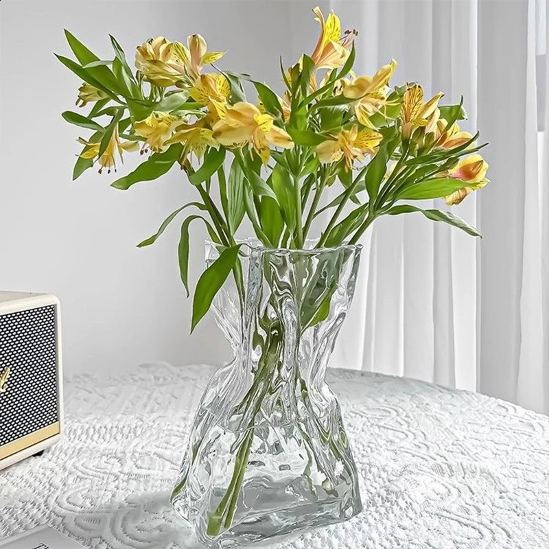 Modern glass flower vase painted hydroponic plant pot table decoration home office desktop 240810