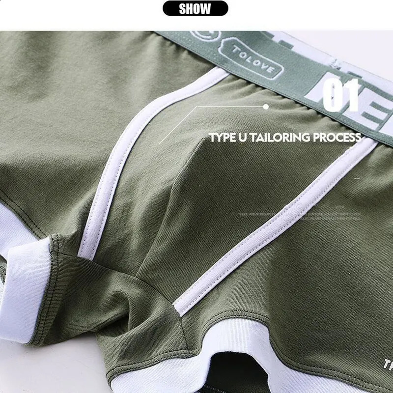 4Pcs Mens Cotton Underwear BoxerShorts Man Panties Mens Boxers Breathable U Convex Comfort Male Underpants Sexy Male Boxers 240812