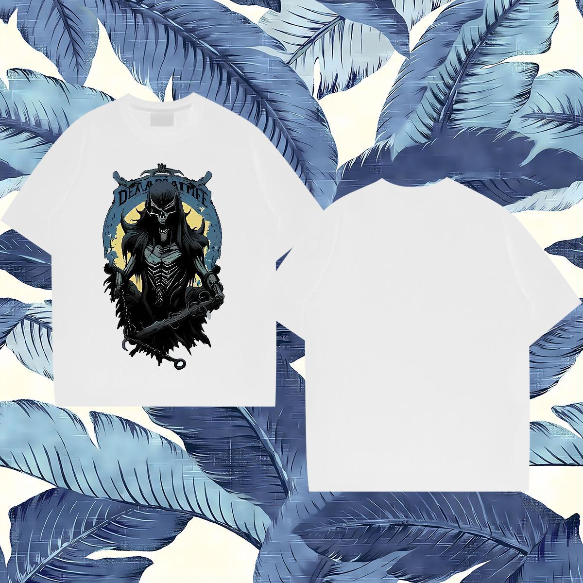 Fashion Designer T Shirt For Man skull Tops Shirt 230g 100% Cotton Anime Printing Street Brand DIY Anime Breathable Crew Neck Men Tees