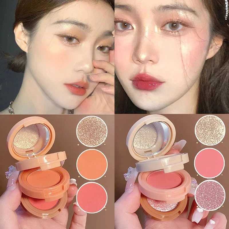 3 In 1 Matte Highlighter Blush Palette Pearly Shiny Eyeshadow Shiny Multifunctional Face Makeup Palette Female CosmeticsCL240812