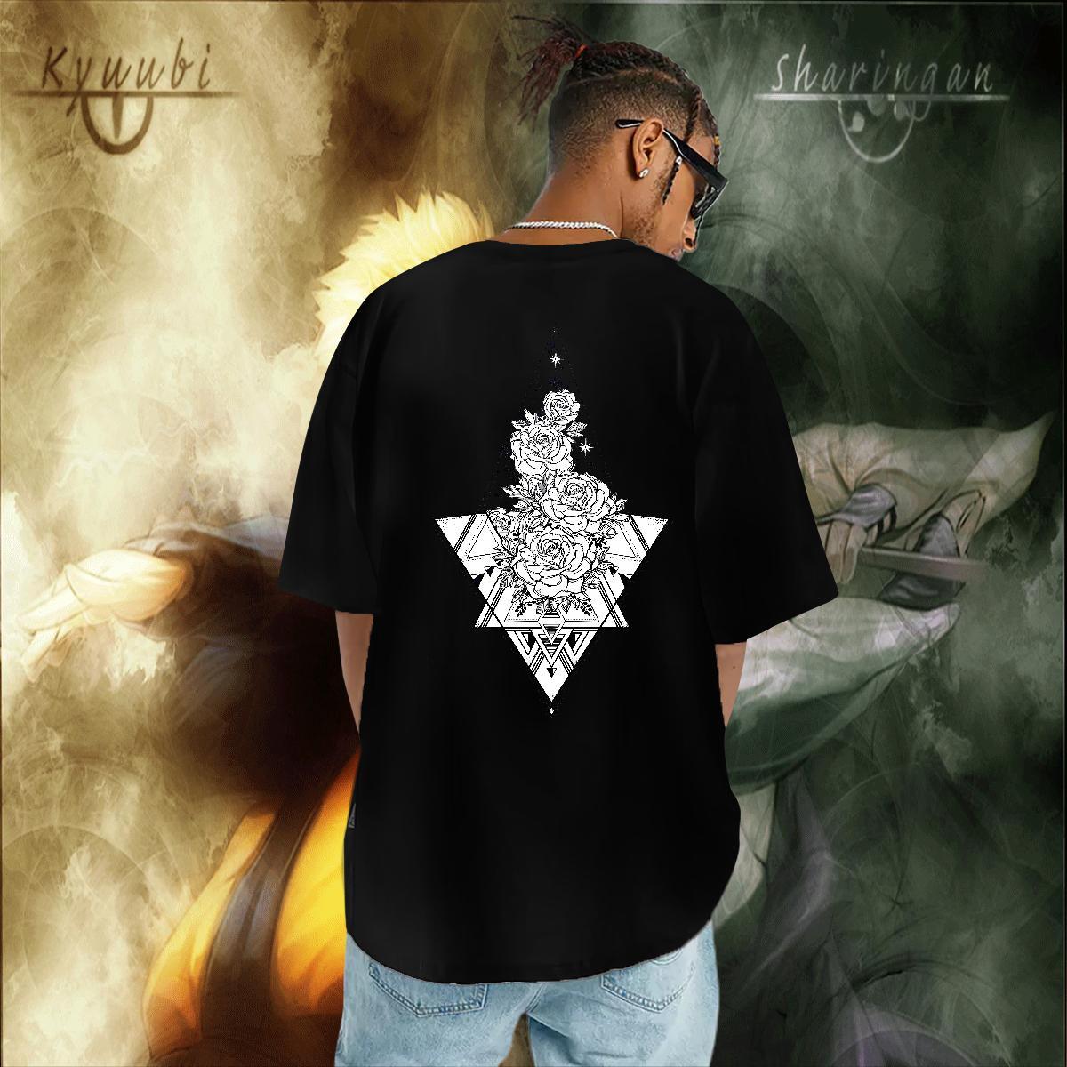 DIY T Shirts Men eye of the devil Clothings 230g Cotton Hip Hop Loose Fit Oversized Crew Neck Breathable Mens Tshirts