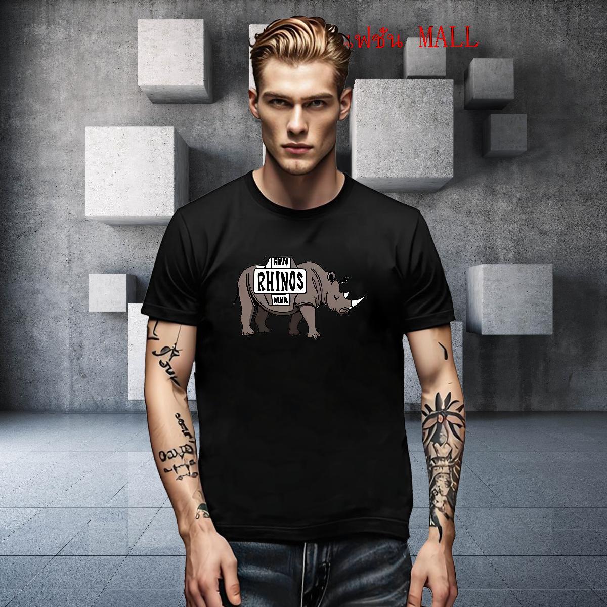Free Shipping Men Tshirts Summer Casual 100% Cotton 230g DIY Printed Short Sleeve Soft rhinoceros Man T Shirts Casual New Tops