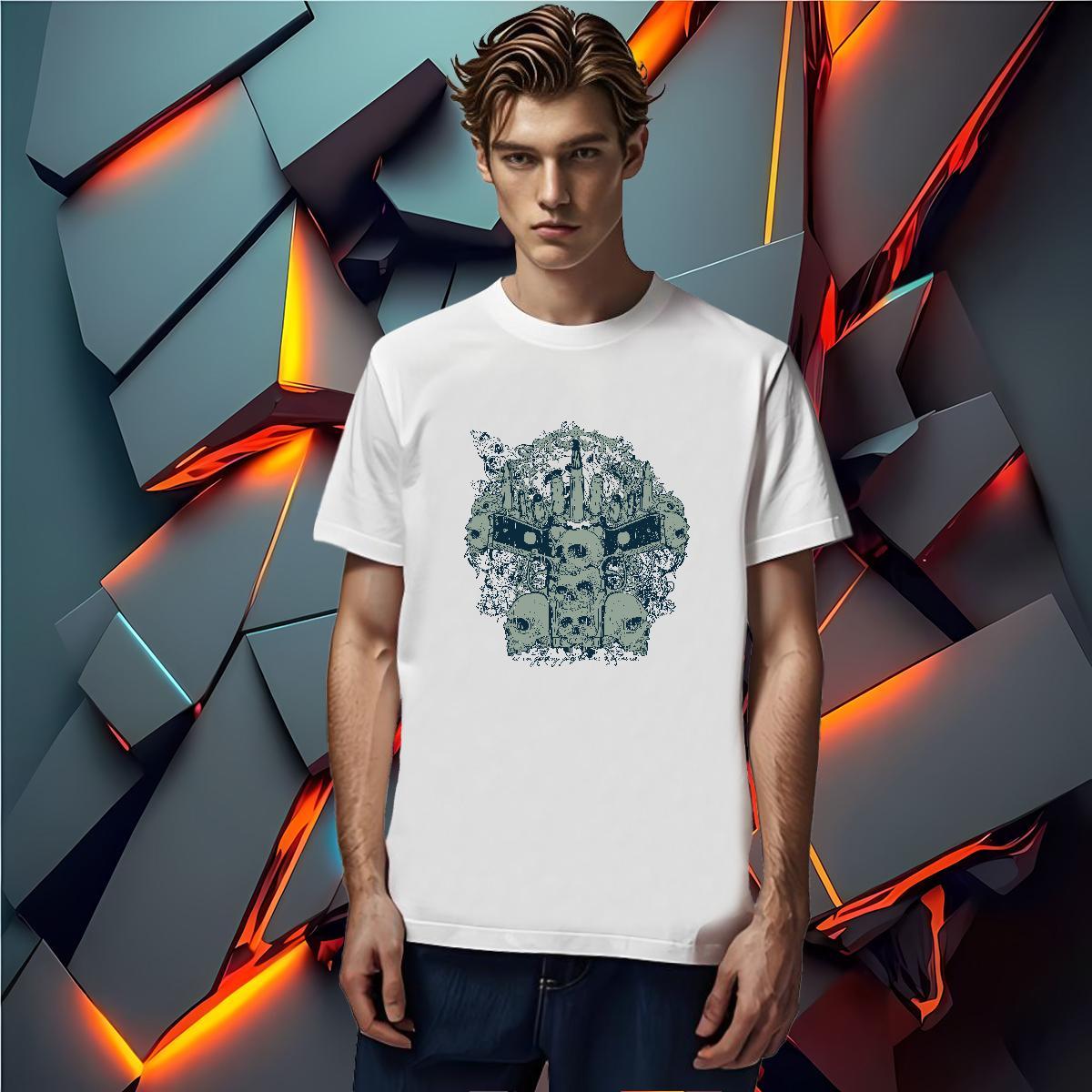2024 DIY T Shirt For Man skull Tees Shirts 230g Cotton Street Loose Fit Custom Big Size Short Sleeve Soft Tshirts