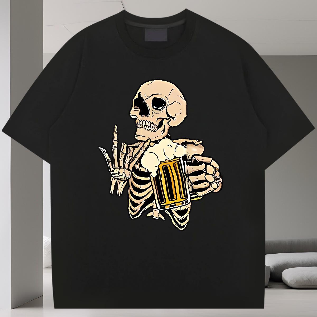 Free Shipping T-Shirts skull Clothes 230g Pure Cotton Sport Brand Custom Cartoon Breathable Short Sleeve Men Clothes T-Shirt
