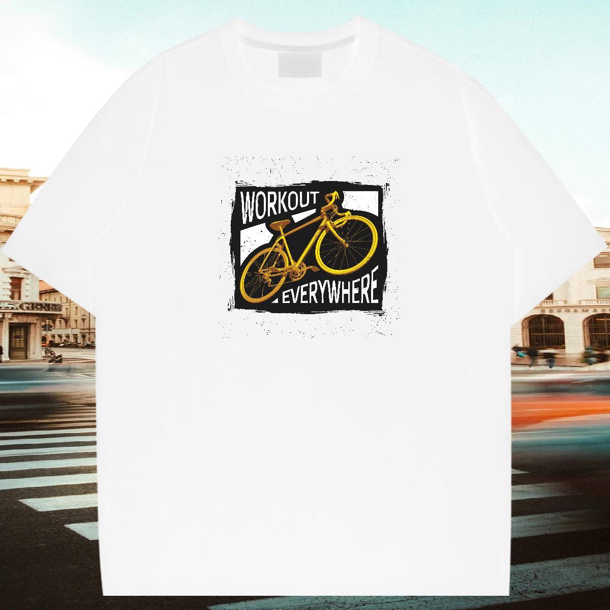 Loose Tshirts Casual Daily Wear 230g 100% Cotton Custom Printed Breathable Soft bicycle T-Shirts for Men Brand Tees Shirts