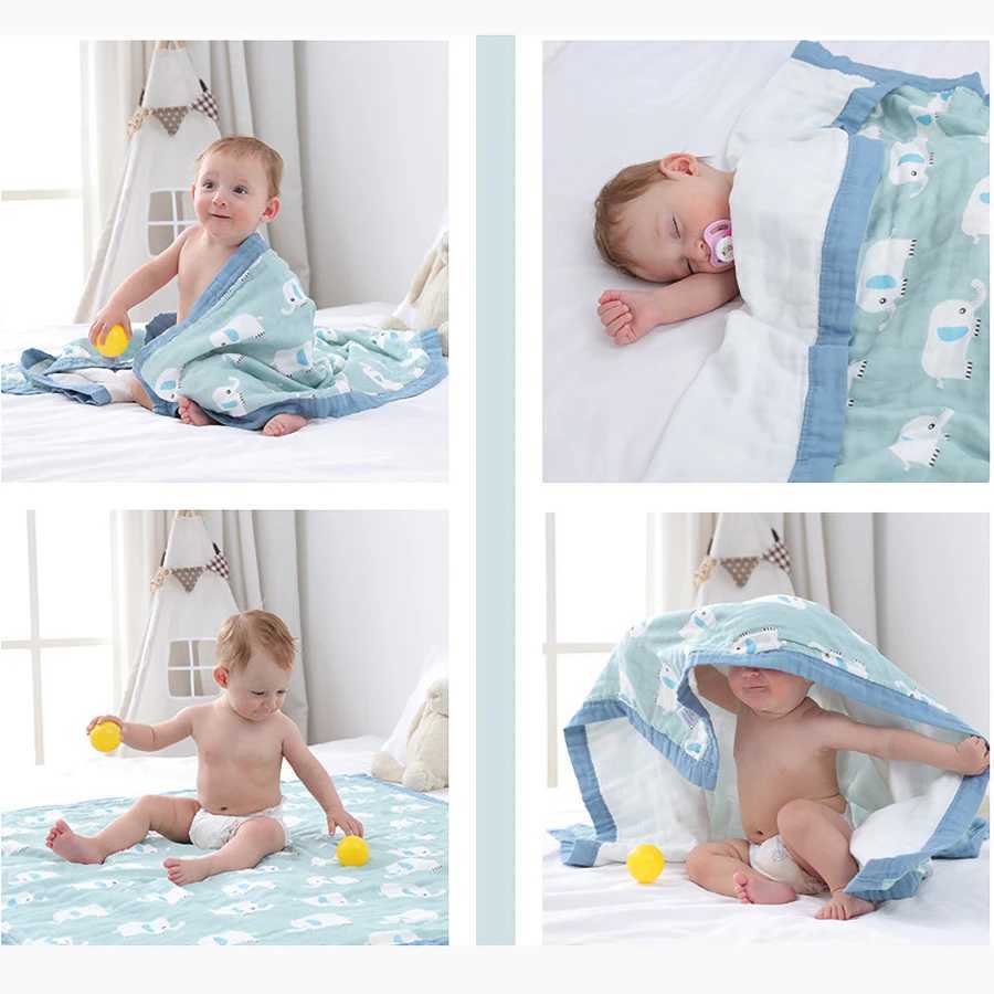 Baby blanket 6-layer thick soft newborn linen summer cartoon high-density breathable baby blanketW240810