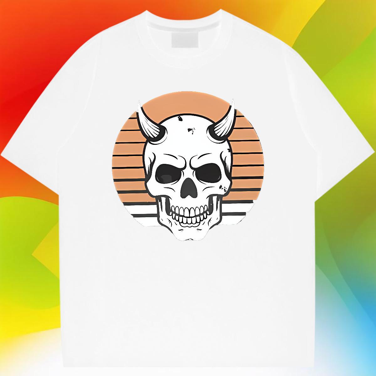 DIY T shirt skull Tops Tees 230g 100% Cotton Hip Hop Loose Fit Custom Print Plus Size Breathable Short Sleeve Tshirt for Man Woman