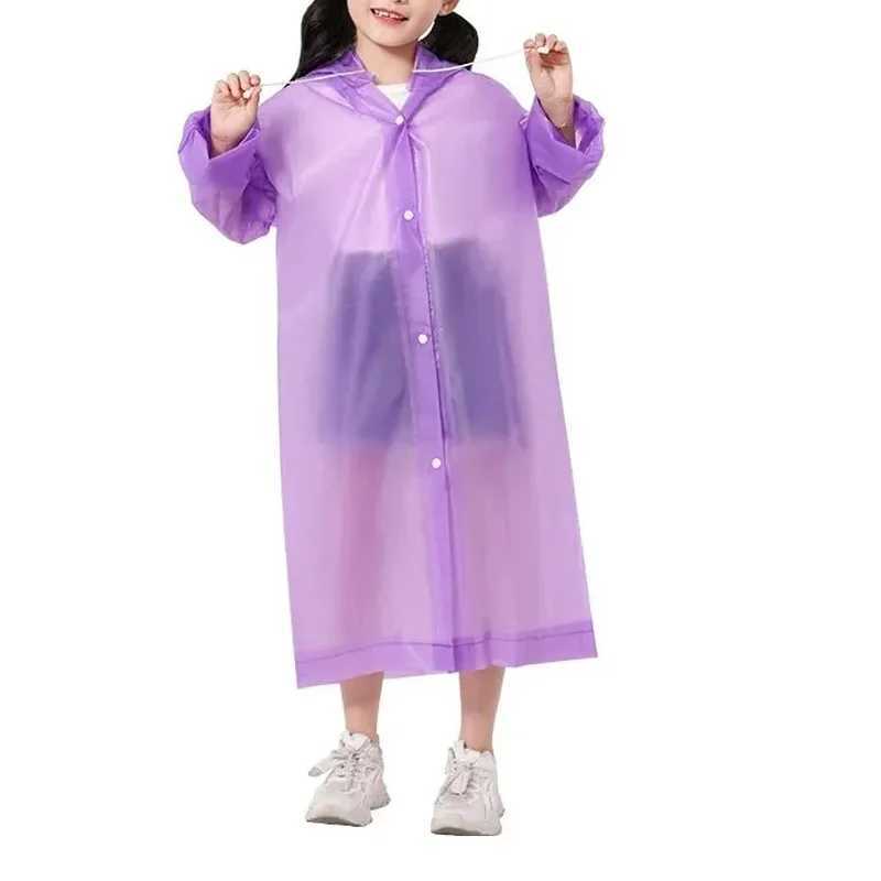 Children Raincoat Reusable Transparent Fashion Rainwear Hooded Rain Poncho Coat Girl Outdoor Raincoats Rain Gear Accessories Y240810