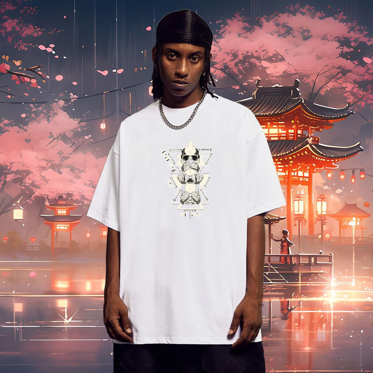 2024 Man T Shirts skull Polos 100% Cotton 230g Sport Brand Oversized Pure Cotton Men Tshirts