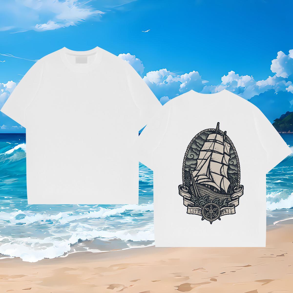 Classic Casual T shirt ship Wear 230g 100% Cotton Daily Outfit Brand DIY Logo Oversized Breathable Crew Neck Mens Tshirts