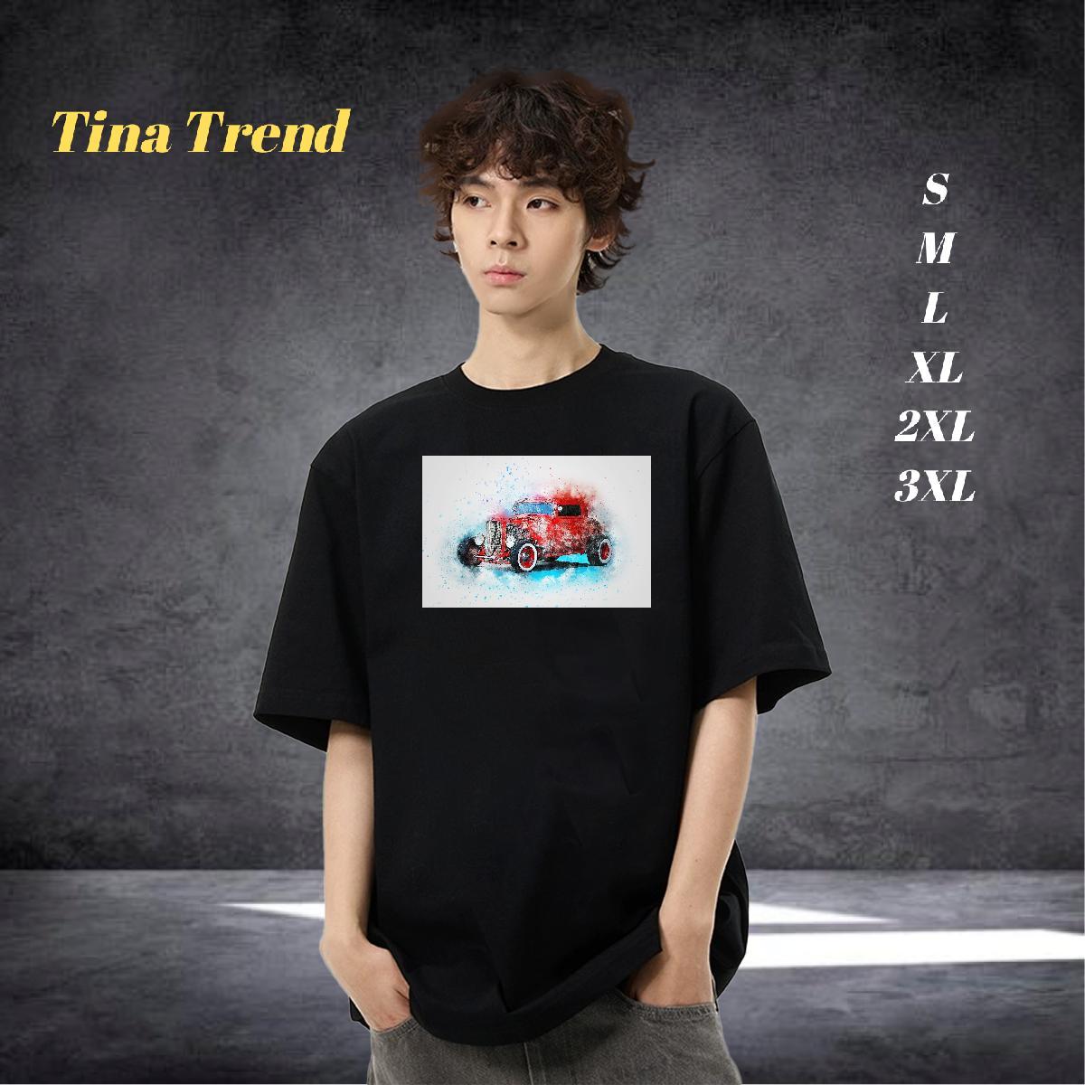 Free Shipping T Shirt For Man car Top Tees 100% Cotton 230g Anime Printing Street Wholesale Oversized Crew Neck Breathable Men Clothes T-Shirt