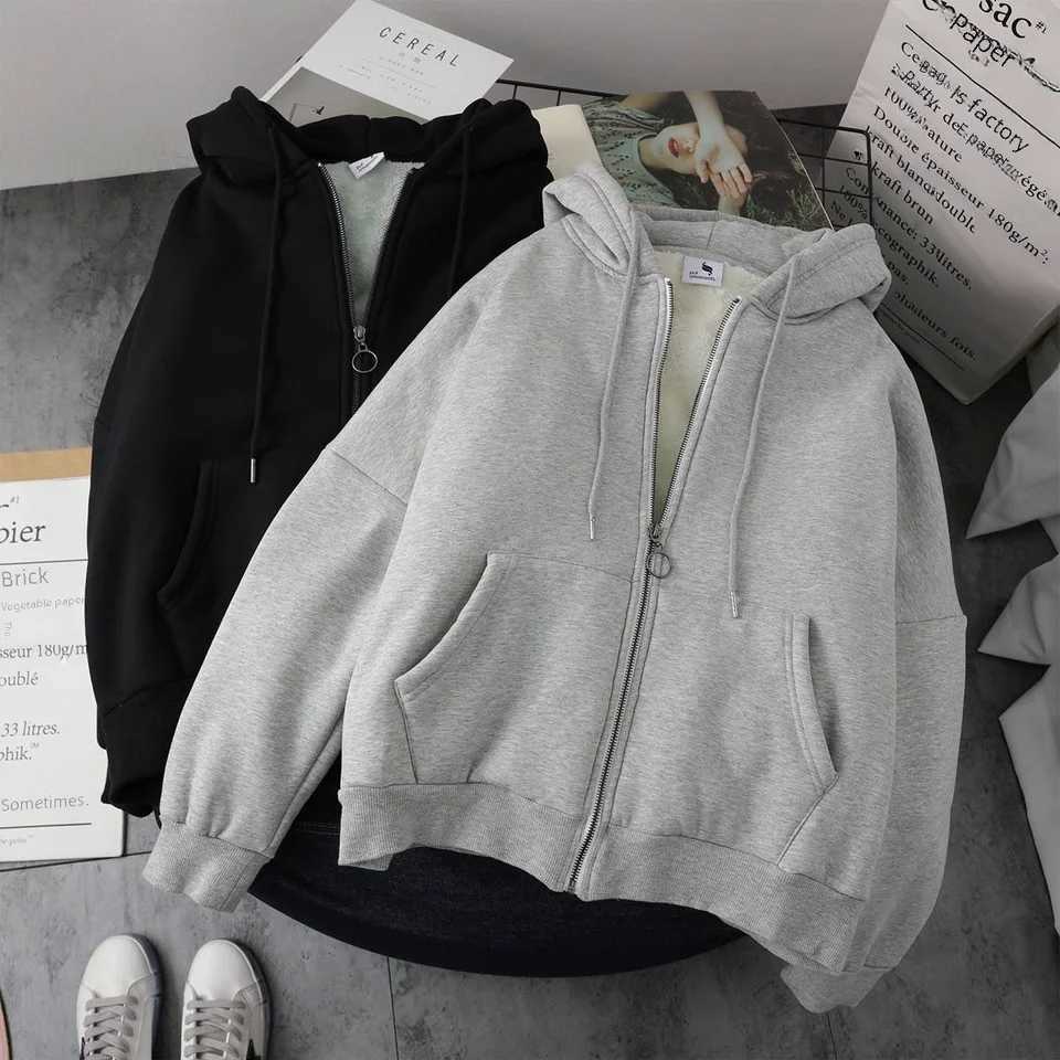 Mens 2021 new autumn and winter cashmere wool lining cardigan loose fit trend couple jacketW240724