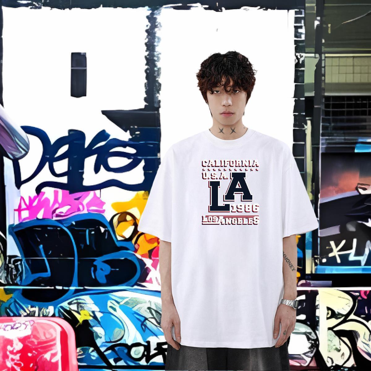 New T-Shirts for Men Tshirts 230g 100% Cotton Hip Hop Street Wholesale Customized Crew Neck Breathable Tshirt for Man Woman