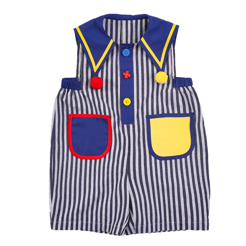 Children's summer new navy wind boys and girls back pants fisherman pants casual one-piece external wear one-piece 5 pants