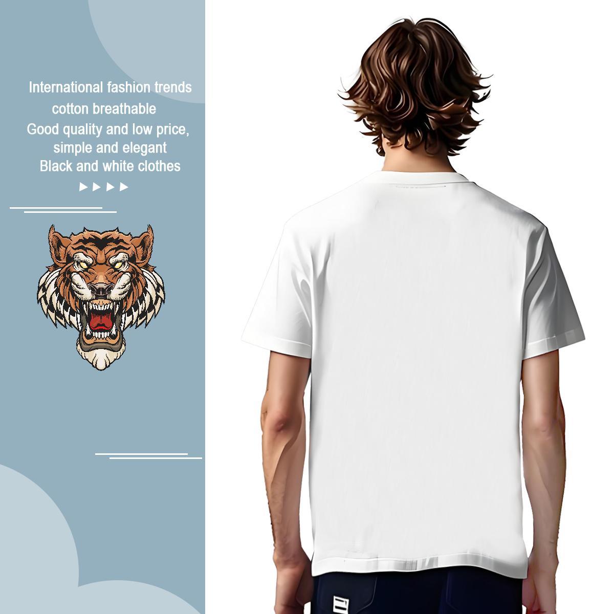 T-Shirts 230g Pure Cotton tiger Daily Outfit O Neck Short Sleeves Custom Printing Mens Tshirts Wholesale Free Shipping Wear