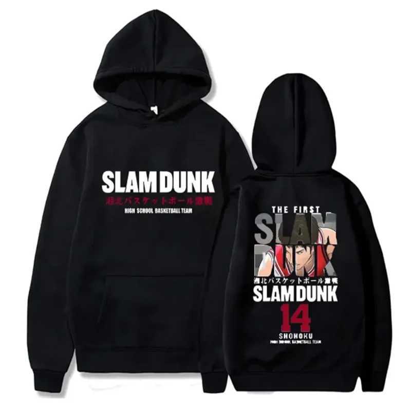 Anime Slam Dunk Hoodies de l pulver casual com capuz streetwear Hip Hop moletons Sakuragi Hanamichi Print Tops outonoXJ240812