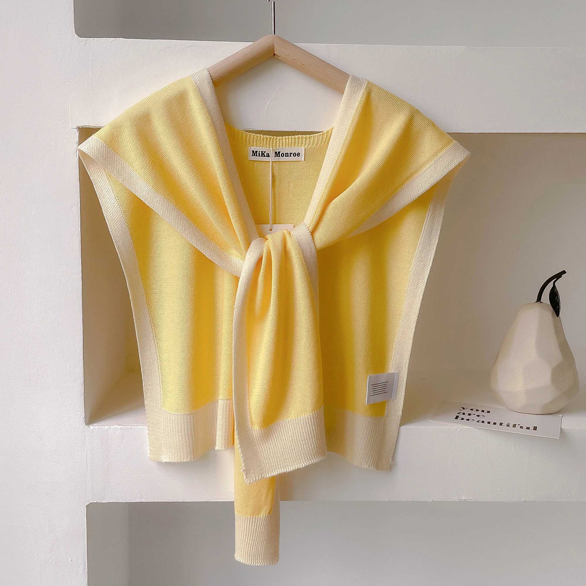 Spring and summer knitted striped shawl with high-end summer office air-conditioned room neck and shoulder shawl W240810