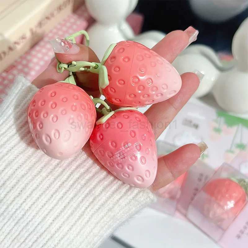 Strawberry Lip Balm Moisturizing Fruity Sweet Cute Lipstick Key Chain Gift Fade Lip Lines Hydrating Nourishing Lip Beauty MakeupXJ240812