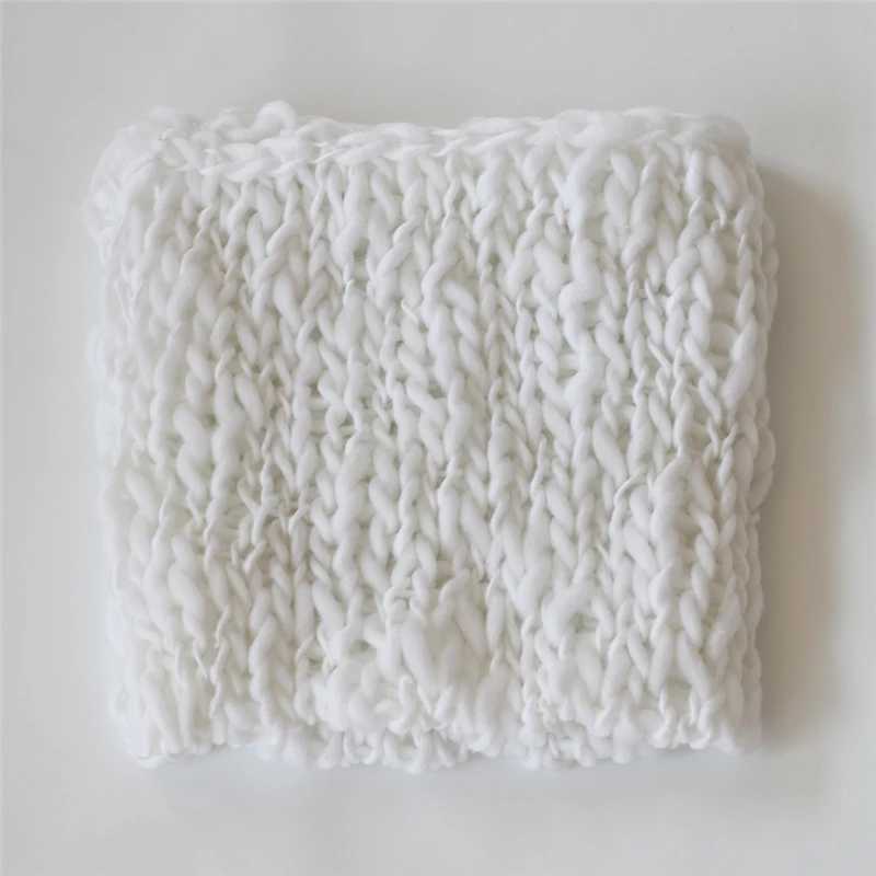 Handmade knitted crochet blanket pad soft material baby newborn photography blanket basket filled with cotton thick picture backgroundW240810