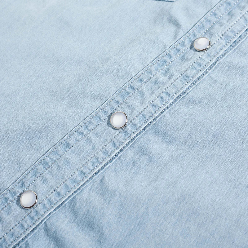 Autumn Denim Shirts Blouses Women Long Sleeve Top Sky Blue Color Single Buttons Elegant Korean Tops Shirts With Pockets 240812