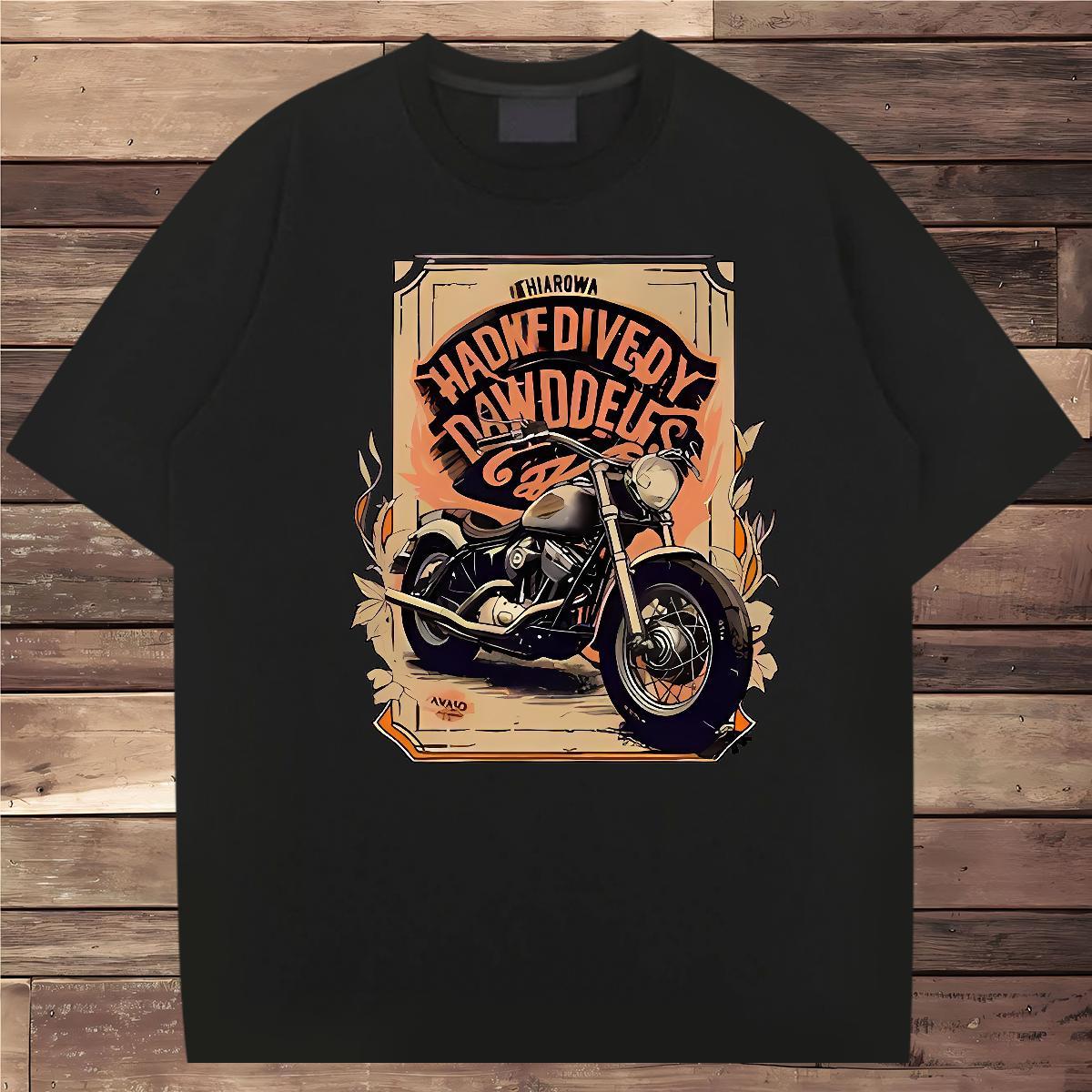 2024 230g Pure Cotton T shirt Motorcycle Summer Casual Tshirt for Man Woman Tees Shirts Breathable Classic Black White