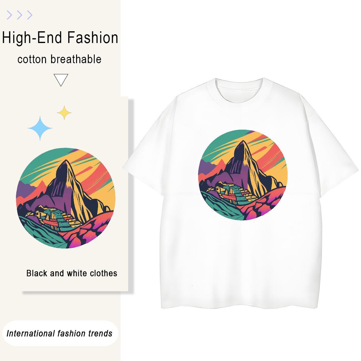 Classic Men Tees Street 230g 100% Cotton Oversized 4XL O Neck Short Sleeves mountains Mens T Shirts Factory Direct Top Tees