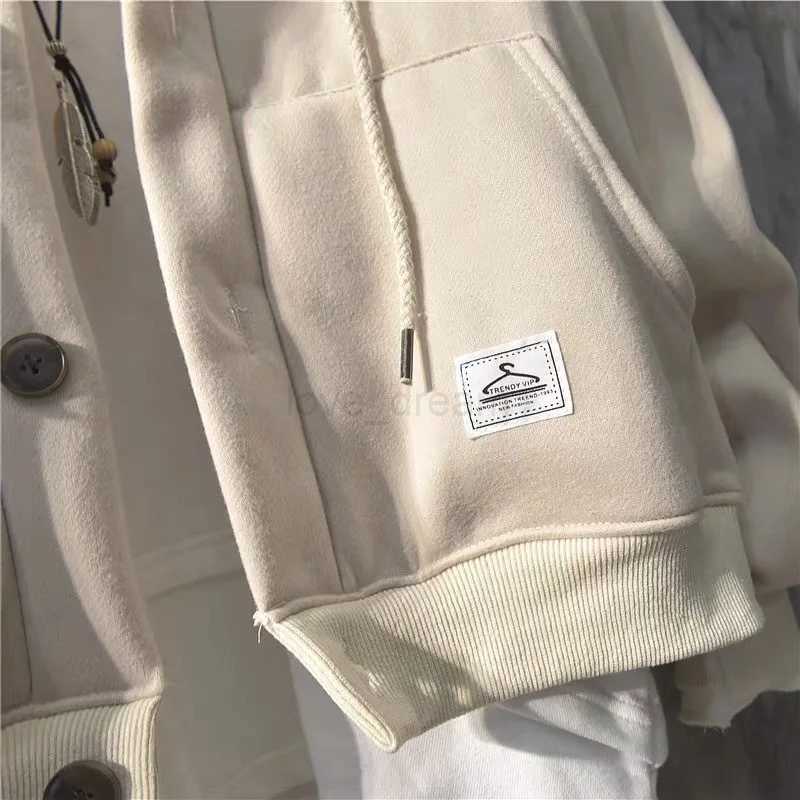 Fashion Solid BF Style Hoodies Fall Winter Brand Casual Loose Coat Street Thick Warm Male Cardigans Korean Sweatshirts for MenXJ240812