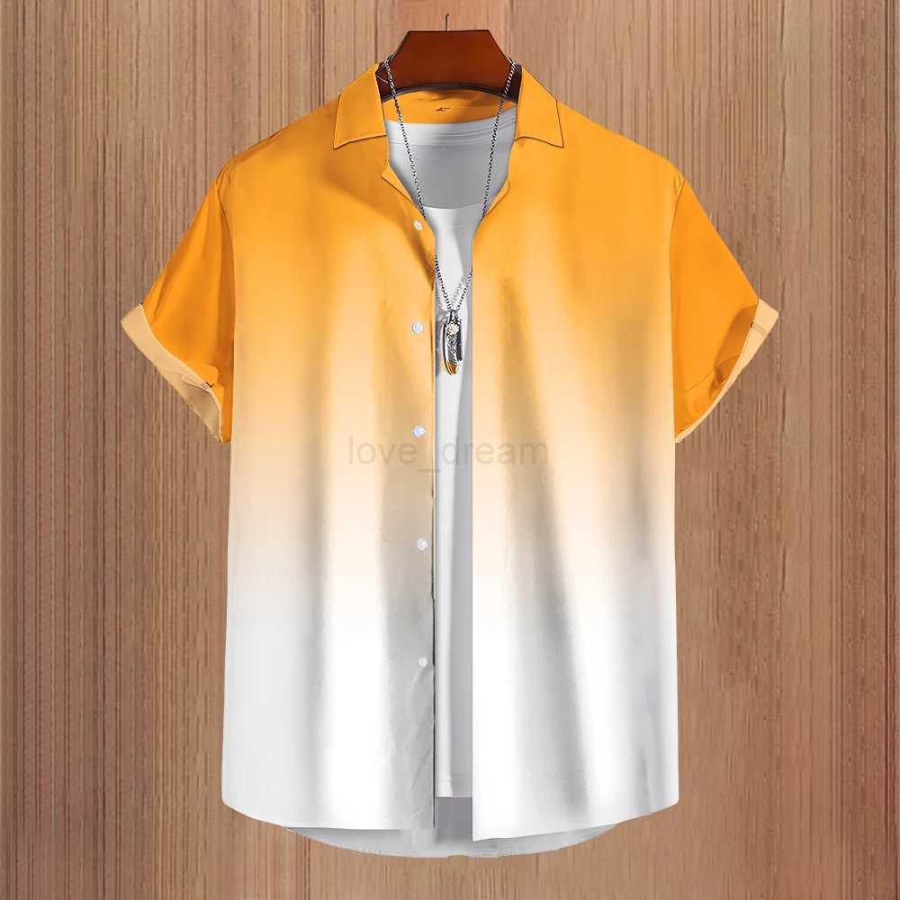 Solid MenS Shirt Summer Color Gradient Lapel Shirts For Men Colorful Simple 3d Print Basic MenS Shirt Tops Casual Short SleeveXJ240812